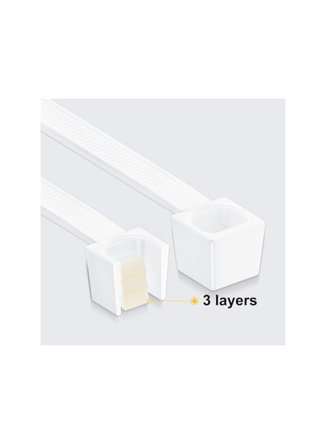S-TOP Self Locking Cable Ties | 200Mm | 100 Pieces, White | Heat Resistant Cable Zip Ties | Self-Locking Cable Organizer | Anti - Slip Wire Organizer | For Indoor & Outdoor Use - Image 2