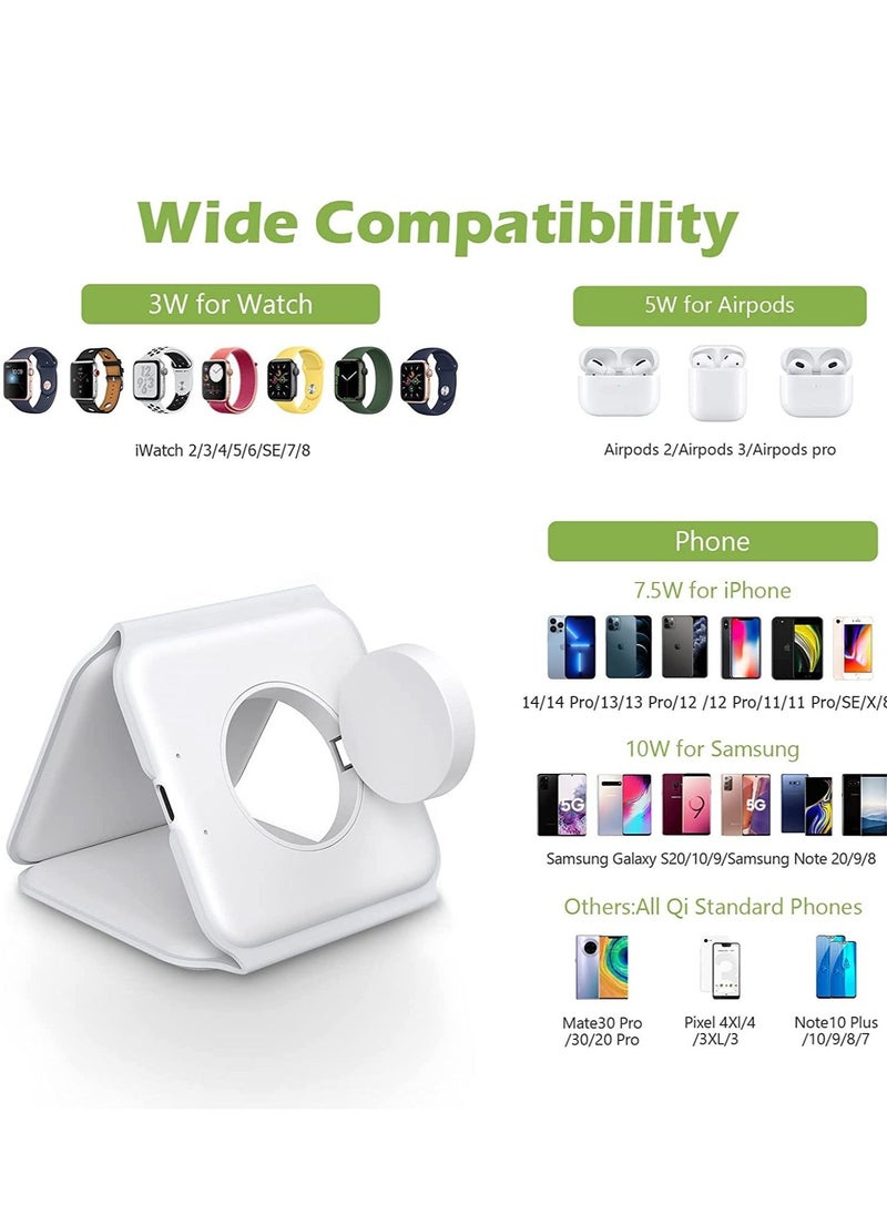 BGM - 3 in 1 Wireless Charger, Foldable Magnetic Charger Station, 18W Fast Wireless Charging Pad, Compatible with iPhone 14/13/12/11, Samsung Galaxy, AirPods, Google Pixel, Apple Watch - Image 1