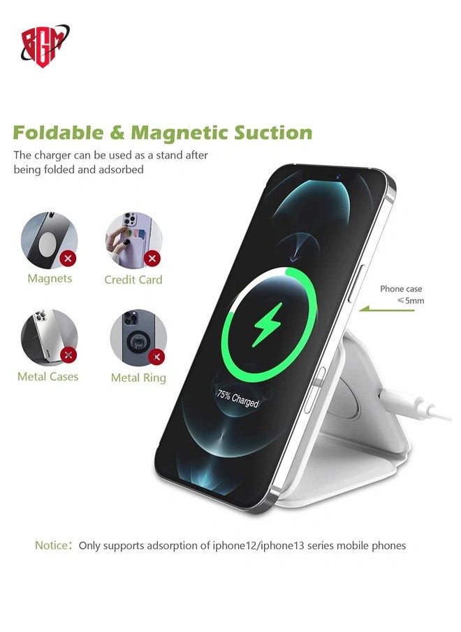 BGM - 3 in 1 Wireless Charger, Foldable Magnetic Charger Station, 18W Fast Wireless Charging Pad, Compatible with iPhone 14/13/12/11, Samsung Galaxy, AirPods, Google Pixel, Apple Watch - Image 1