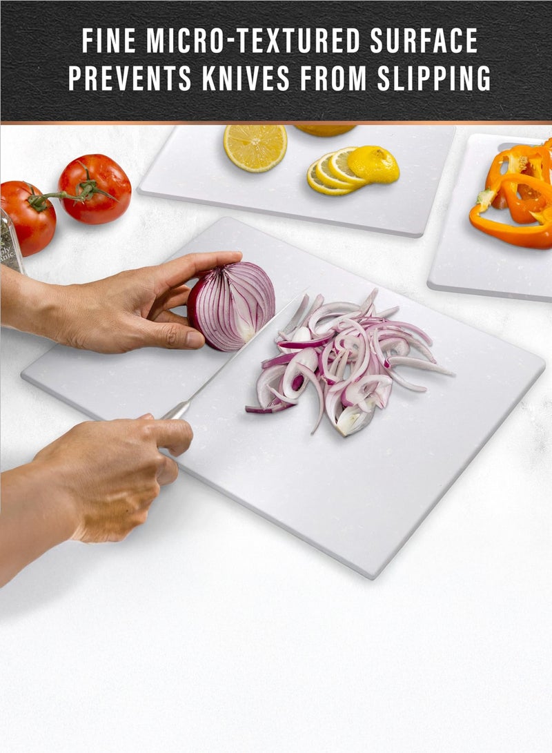 توشيونيكس لوح تقطيع من الراتنج المُركب، مقاس 38×28×1.7 سم - لوح تقطيع فاخر بمقبض من الفولاذ المقاوم للصدأ، صحي، مقاوم للخدش والبقع، آمن للاستخدام في غسالة الأطباق - Image 5