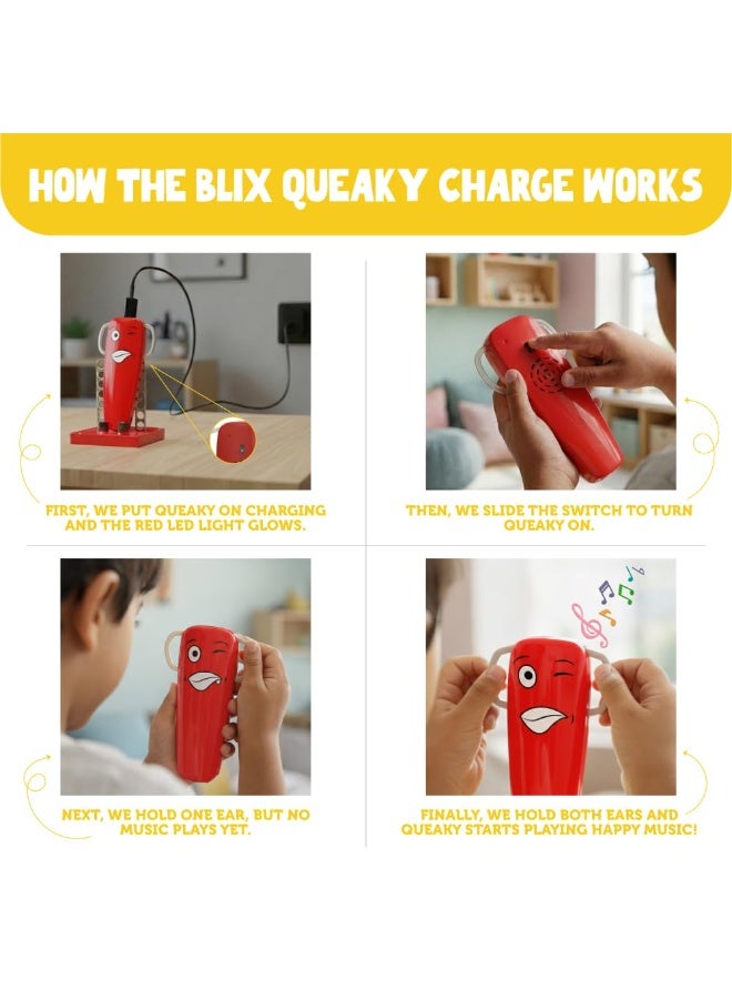 بليكس لعبة بليكس كويكي تشارج - لعبة تعليمية قابلة لإعادة الشحن للأطفال، مجموعة علوم الدوائر الإلكترونية، لعبة تجارب الإحساس الموسيقي والتوصيل، هدية تعليمية للأولاد والبنات من سن 5، 6، 7، 8، 9 سنوات فما فوق (أحمر) - Image 4