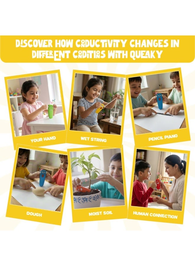 بليكس لعبة بليكس كويكي تشارج - لعبة تعليمية قابلة لإعادة الشحن للأطفال، مجموعة علوم الدوائر الإلكترونية، لعبة تجارب الإحساس الموسيقي والتوصيل، هدية تعليمية للأولاد والبنات من سن 5، 6، 7، 8، 9 سنوات فما فوق (أحمر) - Image 5