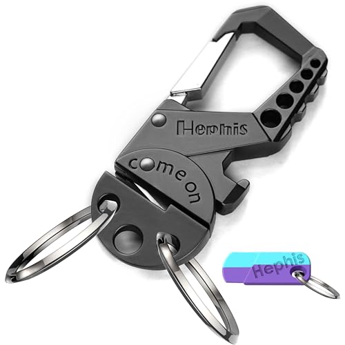 Hephis Skull Heavy Duty Key ChainCar Emergency Escape Tool Seat belt CutterBottle OpenerUnboxing toolCarabiner Car Key Chains for Men and WomenBlack - Image 1