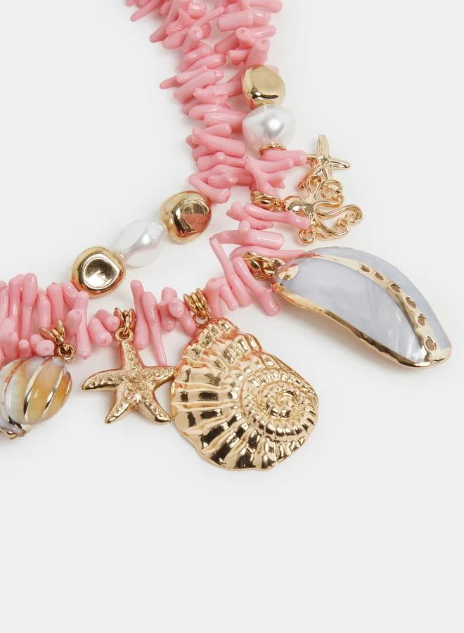 Styli  Beaded Layered Necklace with Charms for Women | Best Price UAE