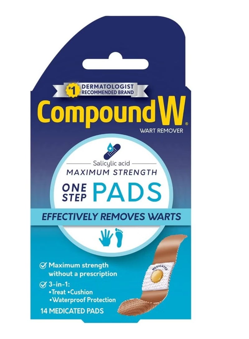 كومباوند دبليو ضمادات إزالة الثآليل ذات القوة القصوى بخطوة واحدة، 14 ضمادة طبية - Image 1