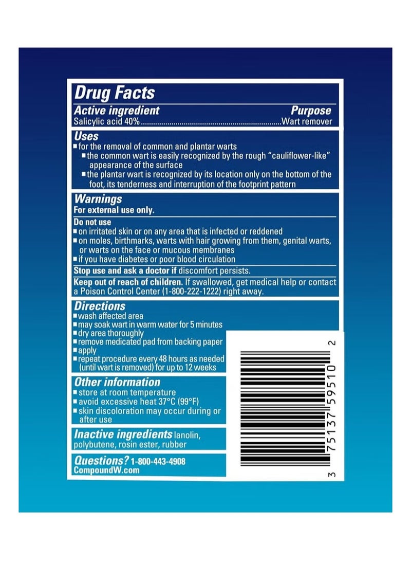 كومباوند دبليو ضمادات إزالة الثآليل ذات القوة القصوى بخطوة واحدة، 14 ضمادة طبية - Image 2