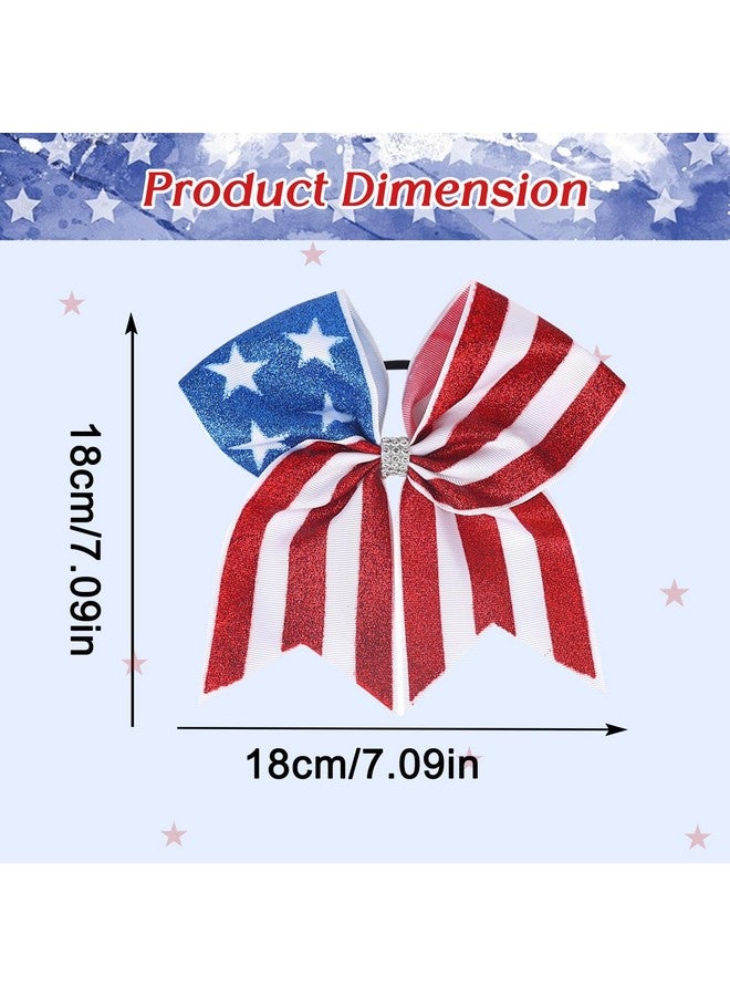 AIUPUOC 4Th Of July Cheer Bows Fourth Of July Accessories Patriotic Red White And Blue Bow Hair Accessories Memorial Day Hair Bow Hair Scrunchies For Women Flag Design Accessories Party Supplies 1Pcs - Image 2