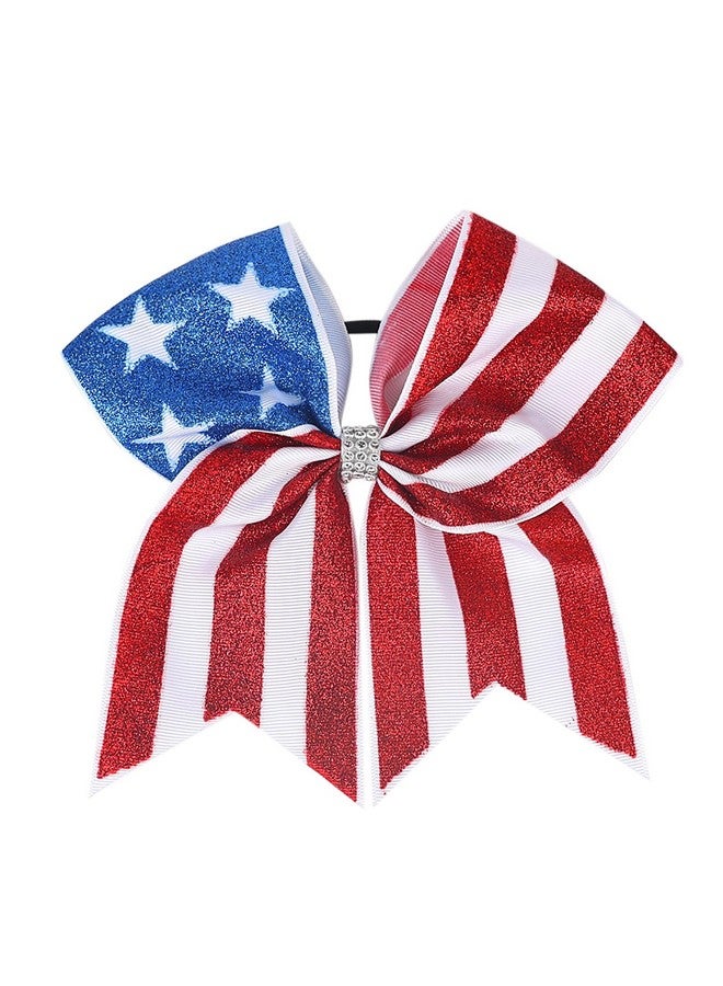 AIUPUOC 4Th Of July Cheer Bows Fourth Of July Accessories Patriotic Red White And Blue Bow Hair Accessories Memorial Day Hair Bow Hair Scrunchies For Women Flag Design Accessories Party Supplies 1Pcs - Image 1