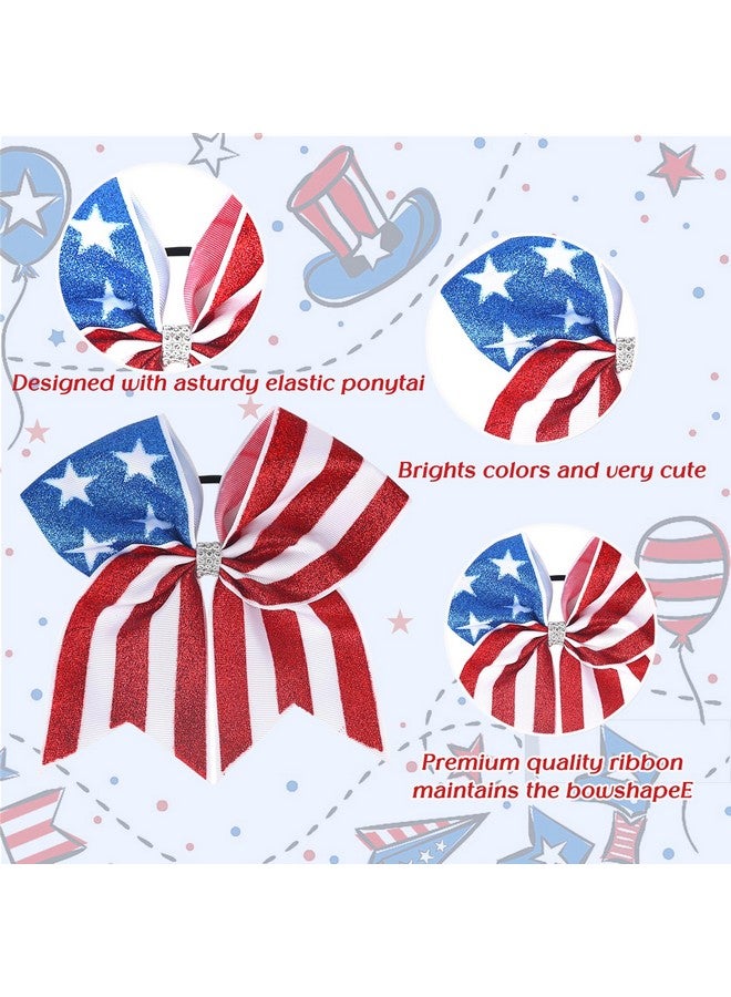 AIUPUOC 4Th Of July Cheer Bows Fourth Of July Accessories Patriotic Red White And Blue Bow Hair Accessories Memorial Day Hair Bow Hair Scrunchies For Women Flag Design Accessories Party Supplies 1Pcs - Image 3