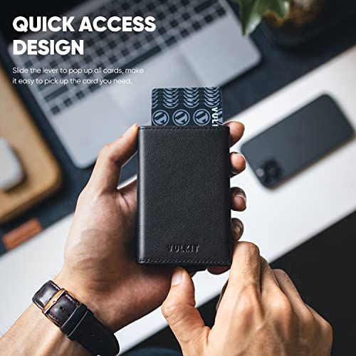 VULKIT محفظة فالكيت القابلة للطي - محفظة نقدية بسيطة مع حماية RFID من الجلد مع إغلاق مغناطيسي للرجال (أسود) - Image 3