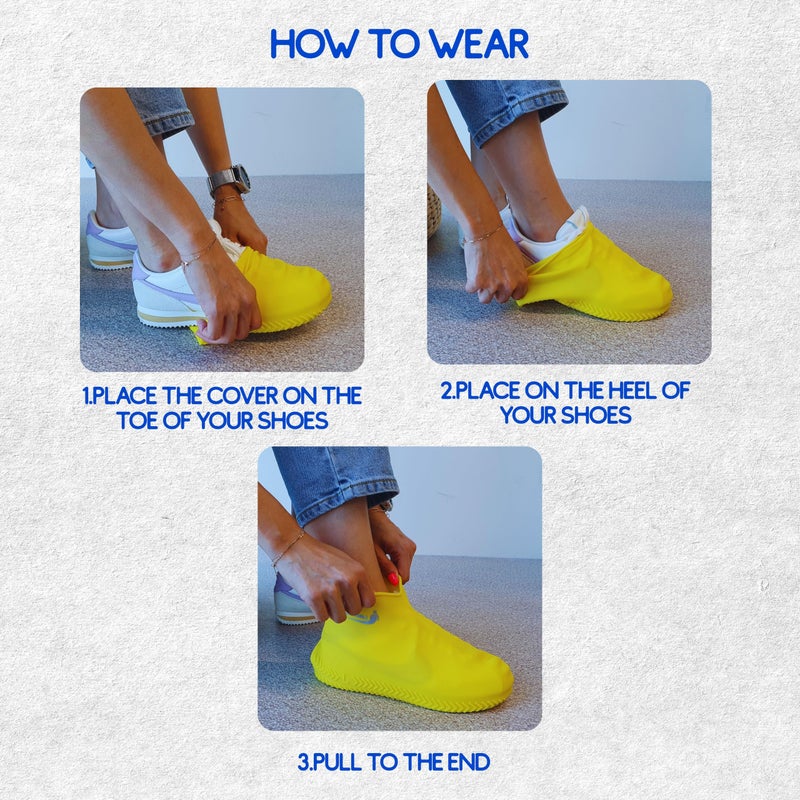 FOOTINSOLE.COM Waterproof Silicone Rubber Shoe Covers for Rain, Non-Slip Easy-handy Water Resistant Overshoes Outdoor Cycling Hiking Protectors Apply to Men, Women, Kids (Small, WHITE) - Image 4