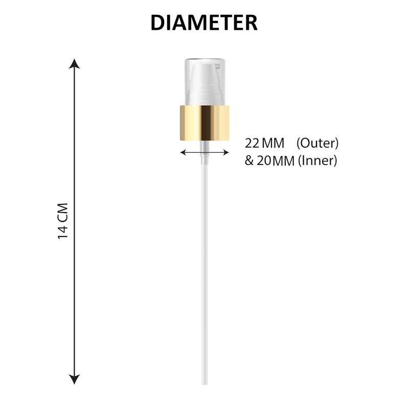Myoc MYOC Gold Pump Dispenser with Spring Durable Plastic LeakProof Ideal for Sunscreen Moisturizer Concentrates 100ml 2022mm Neck Size 14cm HeightPack of 6  - Image 2