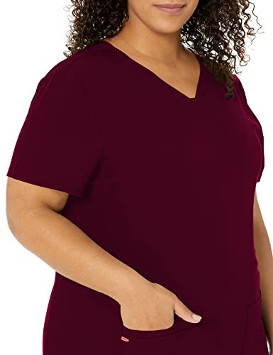 HeartSoul Women's Pitter-Pat V-Neck Scrubs Shirt, Wine, Medium - Image 3