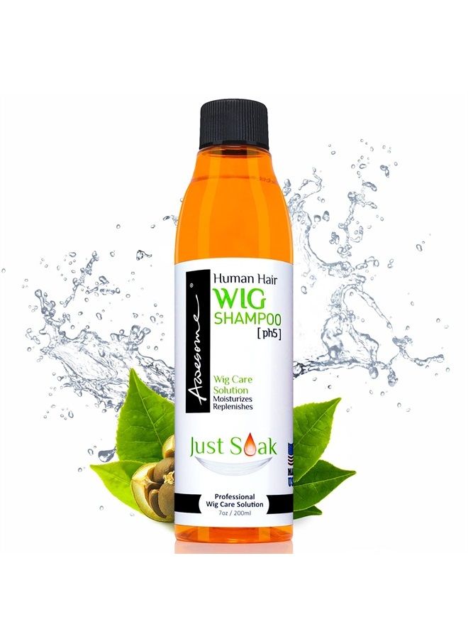 Awesome Human Hair Wig Shampoo, pH5, Wig Care Solution, Adds Body & Volume, Promotes Silkiness and Shine, Detangle Wig & Easy Combing, Provides Freshness Feeling (7 fl oz) - Image 1