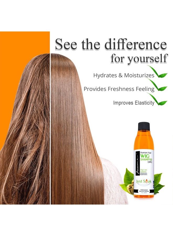 Awesome Human Hair Wig Shampoo, pH5, Wig Care Solution, Adds Body & Volume, Promotes Silkiness and Shine, Detangle Wig & Easy Combing, Provides Freshness Feeling (7 fl oz) - Image 3