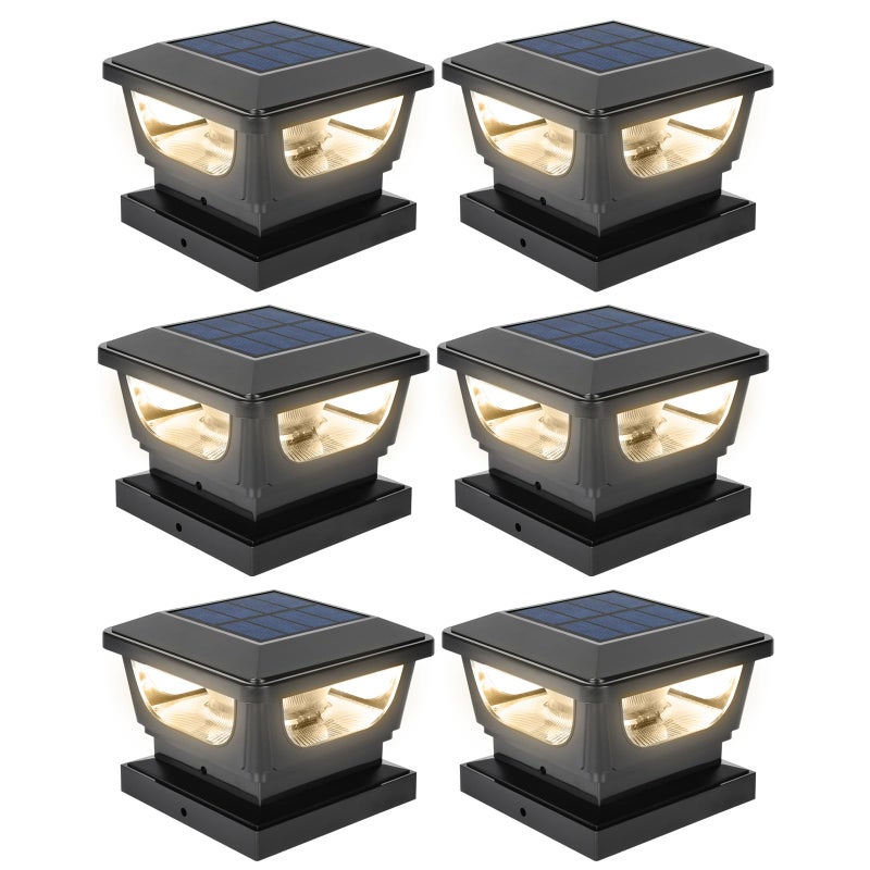 Sumaote Solar Post Cap Lights 120 Lumen 3000K Warm White LED for 3x3 MetalVinyl 4x4 Wood Posts IP65 Waterproof Outdoor Garden Fence Deck Lighting DusktoDawn Auto OnOff 6 Pack - Image 2