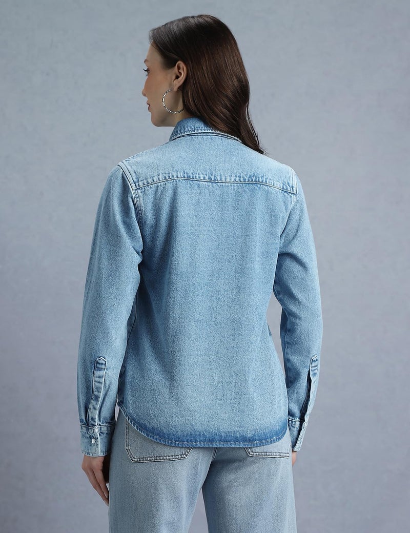 INKD WOMEN'S DENIM SHIRT|AEGEAN|SMALL - Image 2