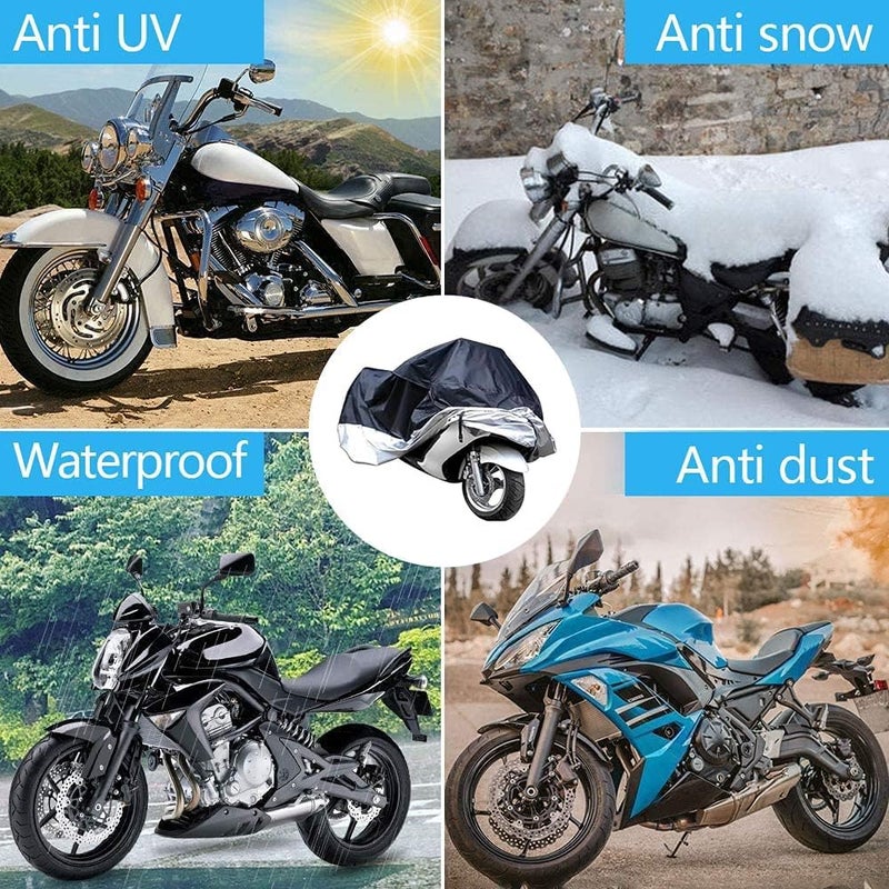 غطاء واقٍ من الأشعة فوق البنفسجية والمطر والغبار للدراجات النارية والسكوتر، مقاوم للماء (مقاس كبير: الطول 220 سم، العرض 140 سم) - كابرتريد - Image 1