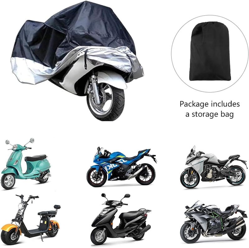 غطاء واقٍ من الأشعة فوق البنفسجية والمطر والغبار للدراجات النارية والسكوتر، مقاوم للماء (مقاس كبير: الطول 220 سم، العرض 140 سم) - كابرتريد - Image 3