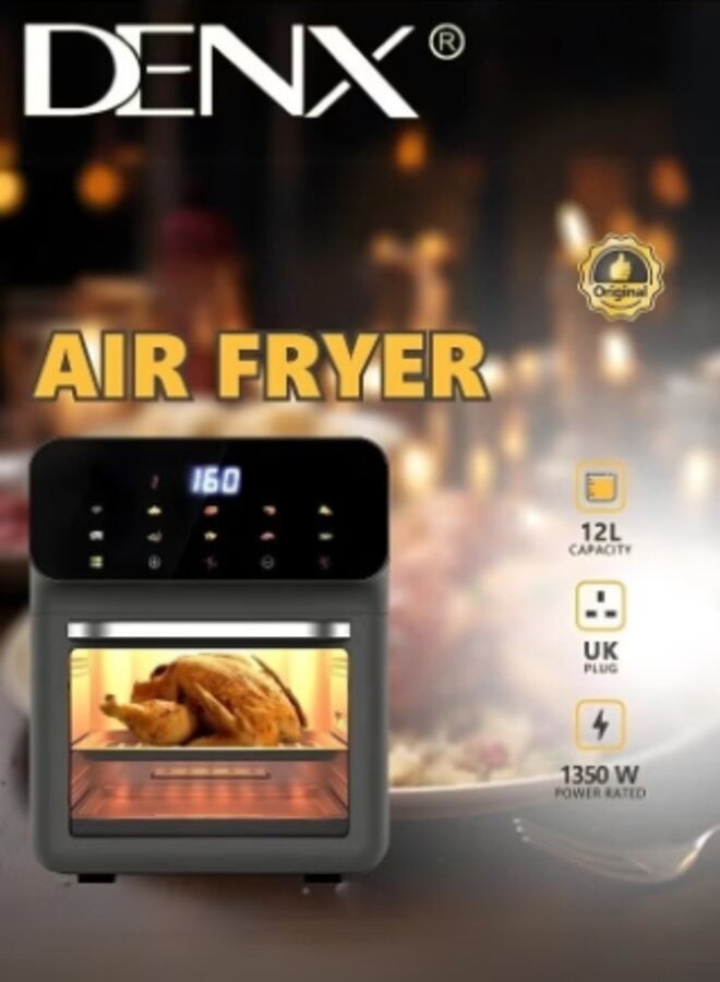 Denx Air Fryer, Healthy Air Fryer Without Oil, Healthy Electric Air Fryer for Frying/Grilling/Baking/Roasting 12L Capacity 1350W Power - Image 4