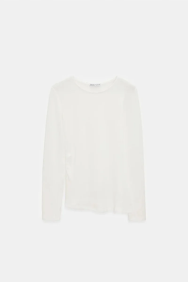Dilvin White DILVIN Slim Fit Long Sleeve Jersey Blouse for Women | Best Price UAE