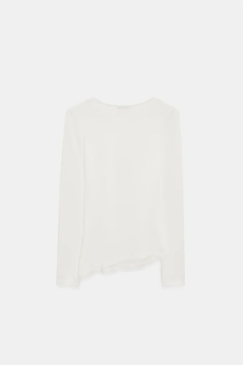 Dilvin White DILVIN Slim Fit Long Sleeve Jersey Blouse for Women | Best Price UAE