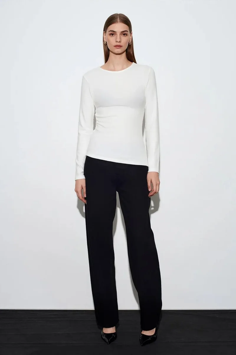 DILVIN Slim Fit Long Sleeve Jersey Blouse