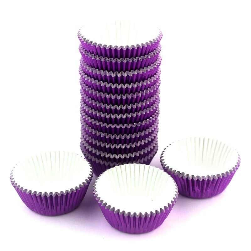 Eoonfirst Mini Foil Cupcake Liners Muffin Paper Baking Cups 300 Pcs (Dark Purple) - Image 2