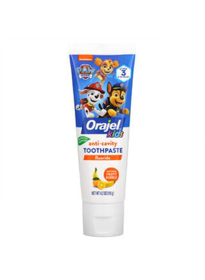 Orajel Orajel, Paw Patrol Anticavity Fluoride Toothpaste, 2-10 Years, Natural Fruity Bubble, 4.2 oz (119 g) 