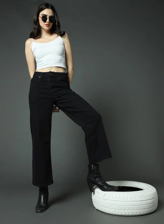 HIGH STAR Mid Rise Wide Leg Jeans by Styli