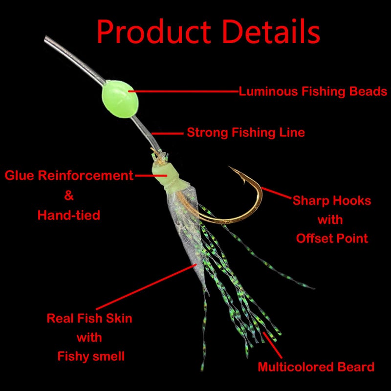 Bombite Sabiki Rigs,30 Packs Fishing Bait Rigs,Luminous Sabiki Rig with High Carbon Fishing Hooks,Glow Fishing Beads Fishing Rigs for Freshwater/Saltwater - Image 3