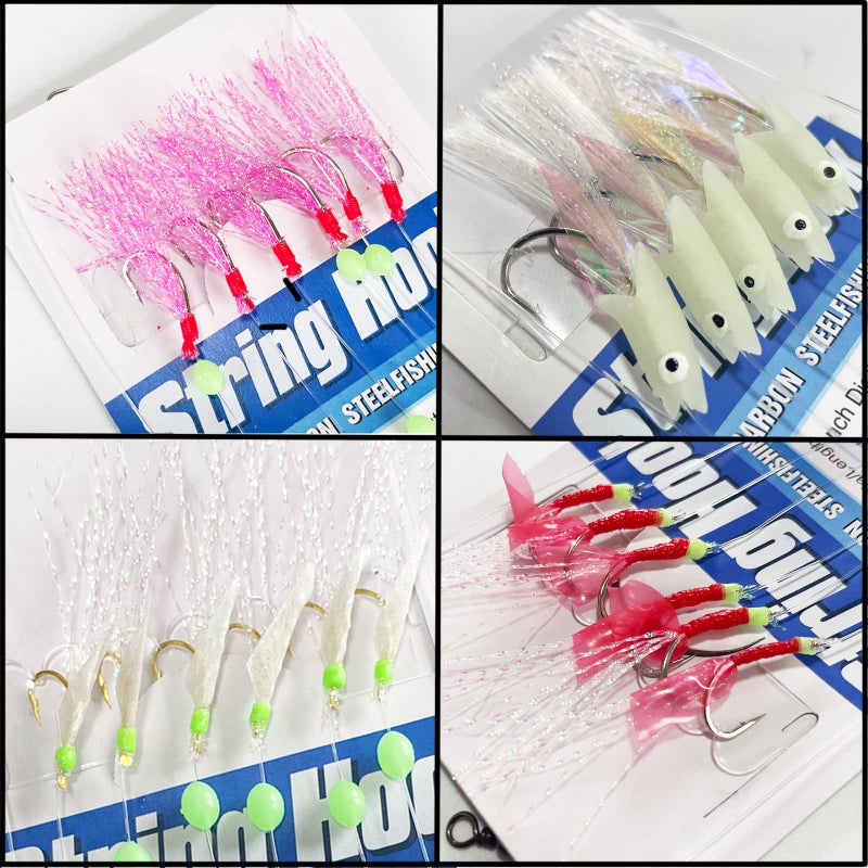 Bombite Sabiki Rigs,30 Packs Fishing Bait Rigs,Luminous Sabiki Rig with High Carbon Fishing Hooks,Glow Fishing Beads Fishing Rigs for Freshwater/Saltwater - Image 4