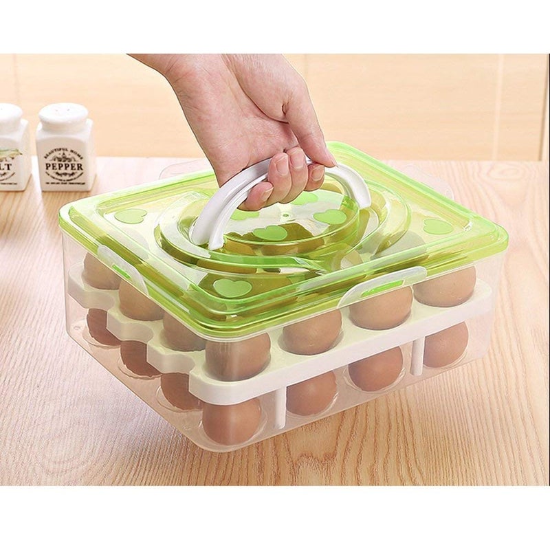 Evona Portable Refrigerator Box 32 Egg Tray with Lid Kitchen Plastic Sealed Cans Food StorageMulticolour - Image 5