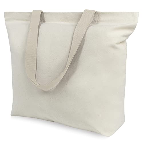 TOPDesign 12-Pack Canvas Tote Bags with Magnetic Snap, Reusable Grocery Shopping Bags, DIY Your Creative Designs - Image 1