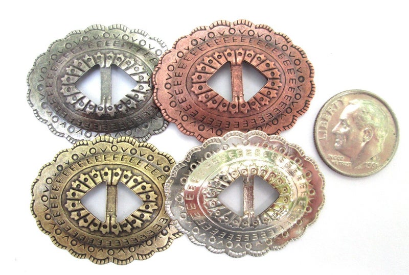 Dangerous Threads Conchos Mixed Finishes Western 1 1/4" Oval; Scalloped Style Slotted; 20 Pieces - Image 2