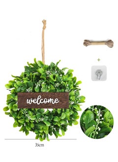 Y&D Welcome Sign with Wreaths Rustic Front Door Decor Wood Hanging Artificial Eucalyptus Farmhouse Porch Decorations for Home Wedding Gift 