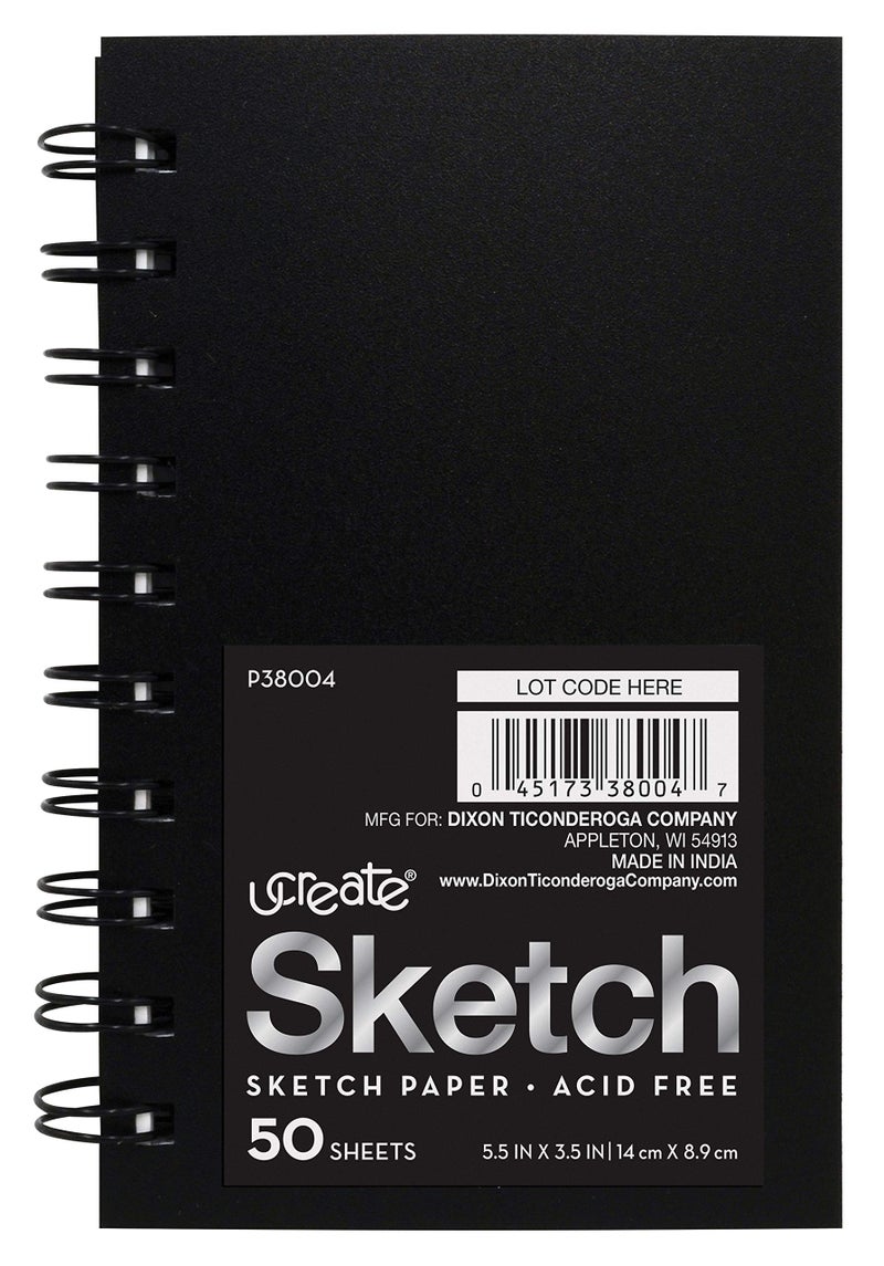 UCreate Mini Poly Cover Sketch Book Heavyweight 55 x 35 50 Sheets 6 Books