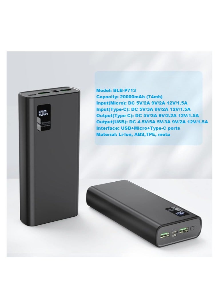 mpBLBERRI 20,000mAh Power Bank Dual USB & Type-c | mpBLBERRI BLB-P713 - Image 3
