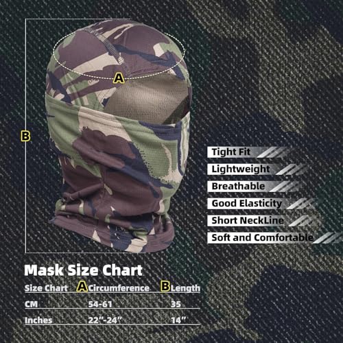 XY3545HS Camo Balaclava Face Mask for Man and Women-Hunting，Skiing，Motorcycle Windproof，UV Protection&Military Training - Image 3