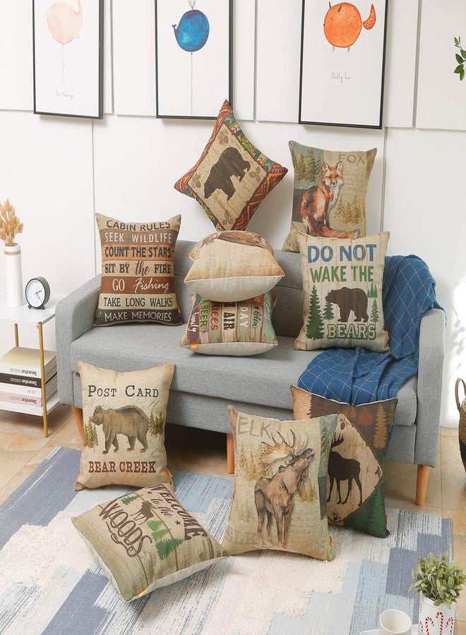 LINKWELL Lodge Cabin Pillow Cover 18x18 Inch Welcome to The Woods Moose Design Home Sofa Decorative Throw Cushion Cover Furniture Square Printed Pillowcase Hidden Zipper CC1787 - Image 3
