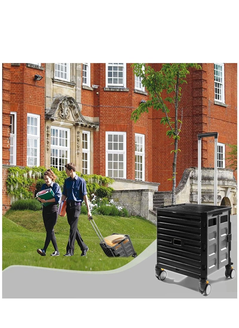 Heavy Duty Rolling Cart, Portable Shopping Handcart with Universal Wheels and Snap Design, Foldable Utility Cart for Shopping Travel Office