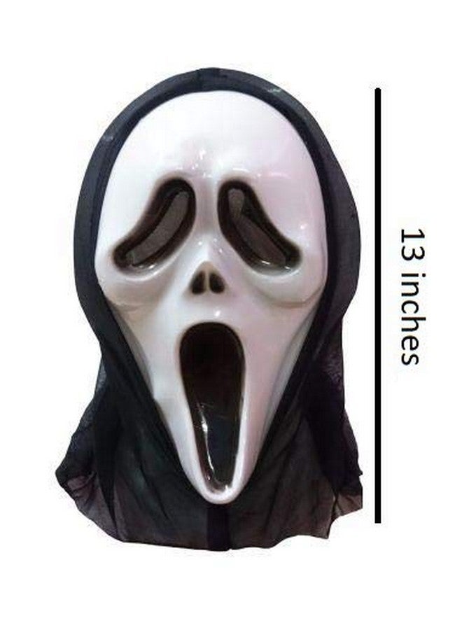 BookMyCostume Scream Skeleton Ghost Plastic Mask Adult & Kids Fancy Dress Costume Accessory for Halloween Free Size White - Image 3
