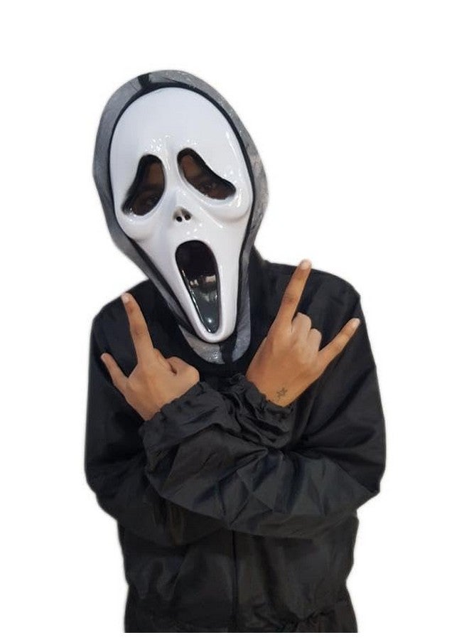 BookMyCostume Scream Skeleton Ghost Plastic Mask Adult & Kids Fancy Dress Costume Accessory for Halloween Free Size White - Image 2