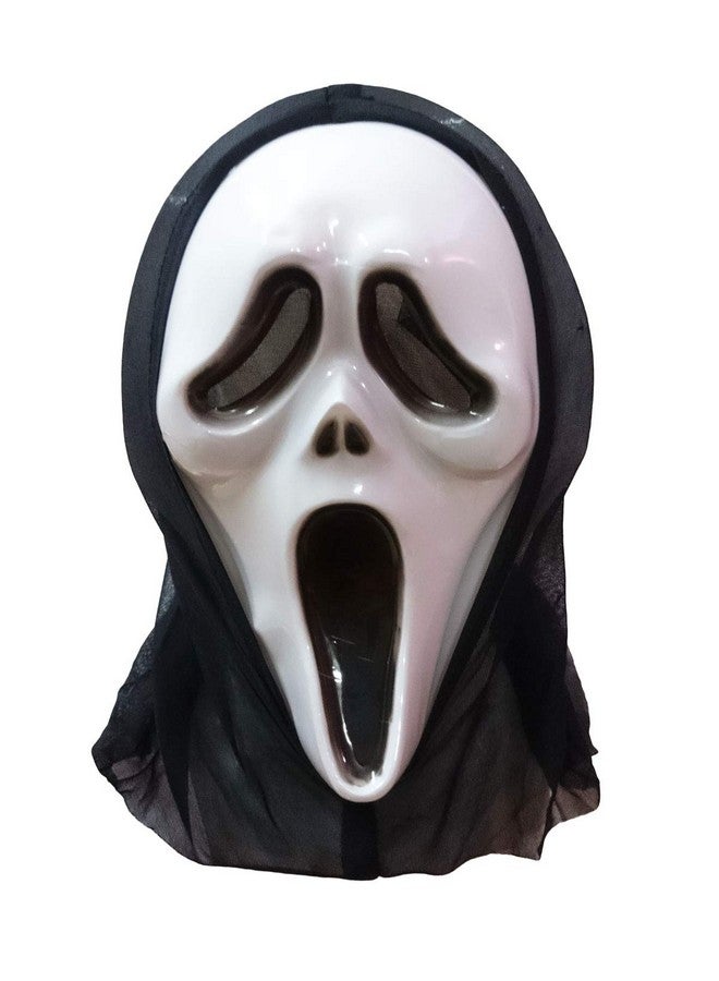 BookMyCostume Scream Skeleton Ghost Plastic Mask Adult & Kids Fancy Dress Costume Accessory for Halloween Free Size White - Image 1