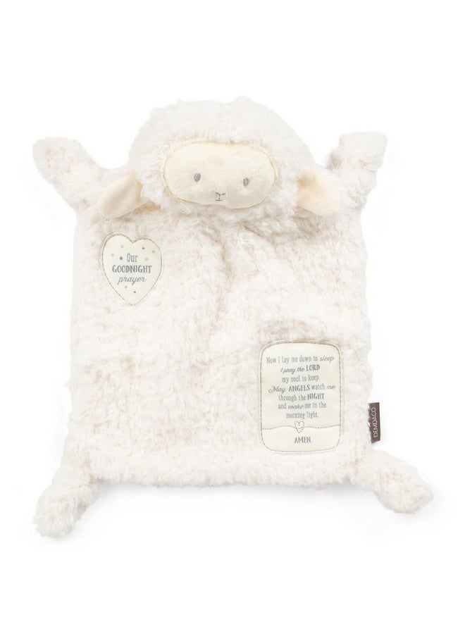 DEMDACO Clean White Fuzzy Lamb Goodnight Prayer Polyester Plush Children's Stuffed Animal Blankie - Image 1