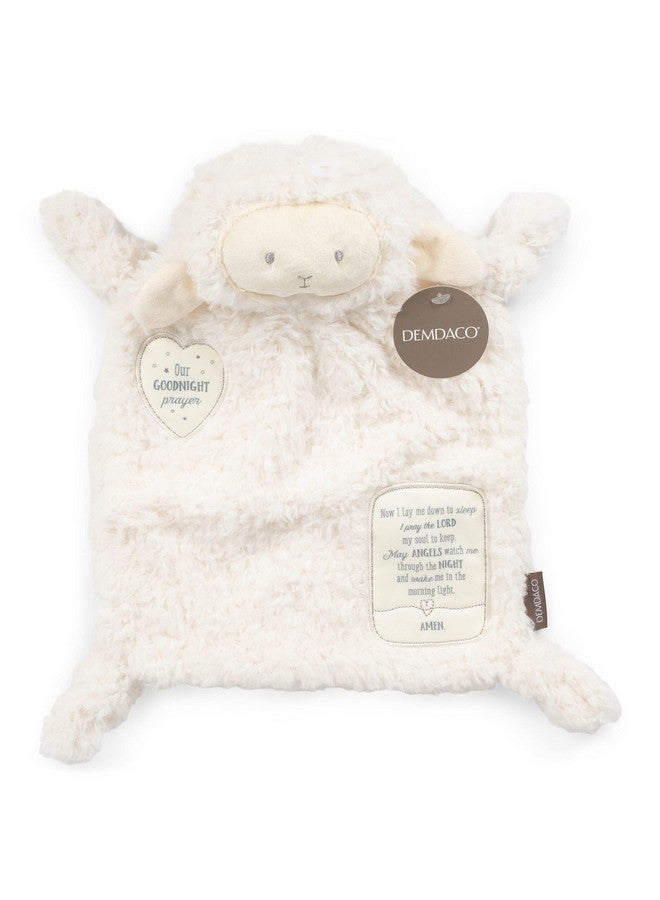 DEMDACO Clean White Fuzzy Lamb Goodnight Prayer Polyester Plush Children's Stuffed Animal Blankie - Image 2