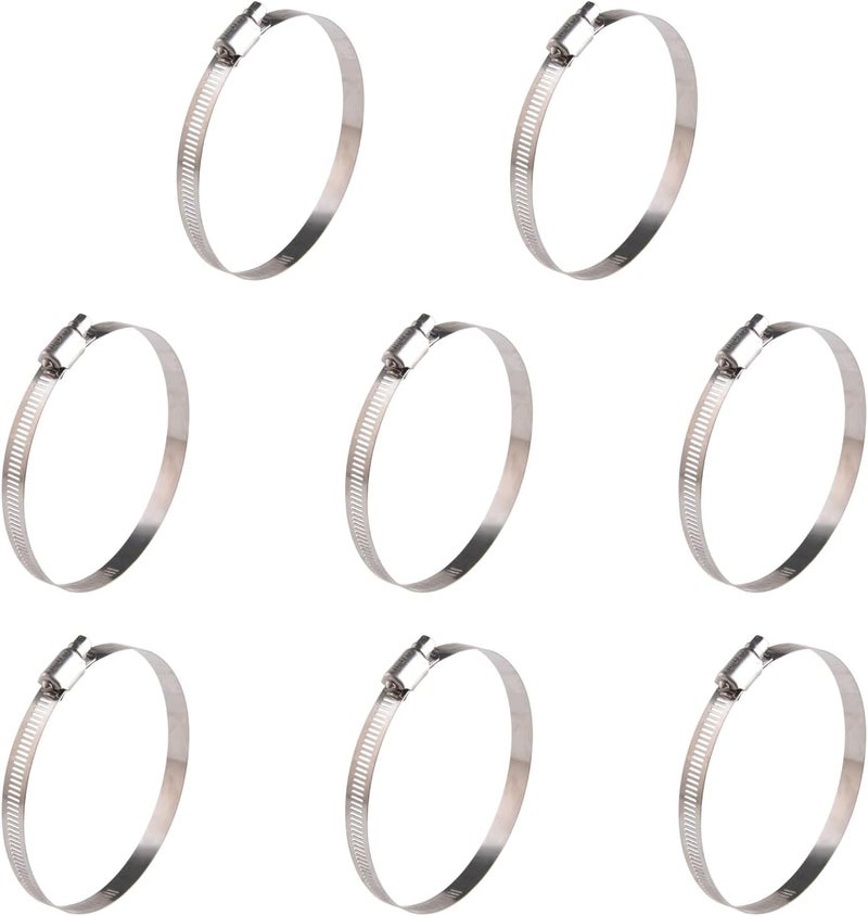 WIN-LONG 3 Inch Stainless Steel Hose Clamps, 8PK SAE 64 4'' Worm Gear Drive Hose Clamps 2 1/2’’-4 1/2’’(64-114mm) for Automotive Plumbing, 2 3/4'', 3'', 3 1/2’’, 3 3/4'' Clamps - Image 1