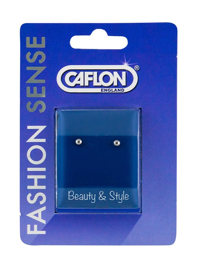 Caflon Fashion Sense | White Stainless Ball Earring | 3 Mm
