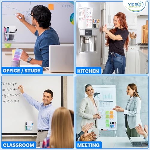 YES4QUALITY Magnetic Pen Holder for Refrigerator with Strong Magnetic Back, Dry Erase Marker Holder Ideal for Whiteboard & Fridge, Clear & White Pencil Cup - Image 5