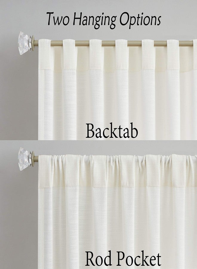 Central Park Ombre Semi Sheer Window Curtain Linen Gradient Print on Rayon Blend Fabric Backtab Rod Pocket Drapery Treatments for Living Room/Bedroom, Cream White to Pink, 50" x 63", Set of 2 - Image 3